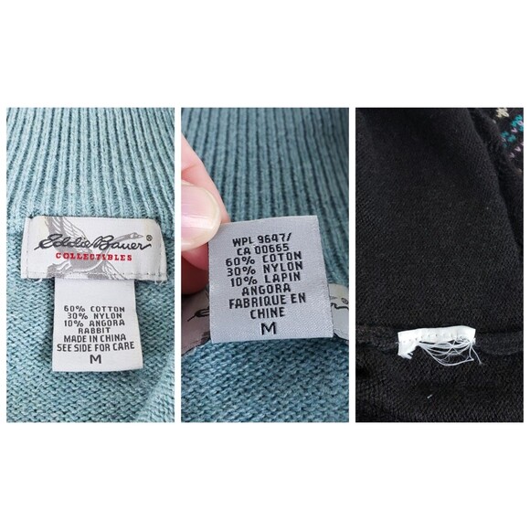 Eddie Bauer Collectibles Womens Cardigan Angora Fair Isle Beaded Nordic Size M - Picture 11 of 11